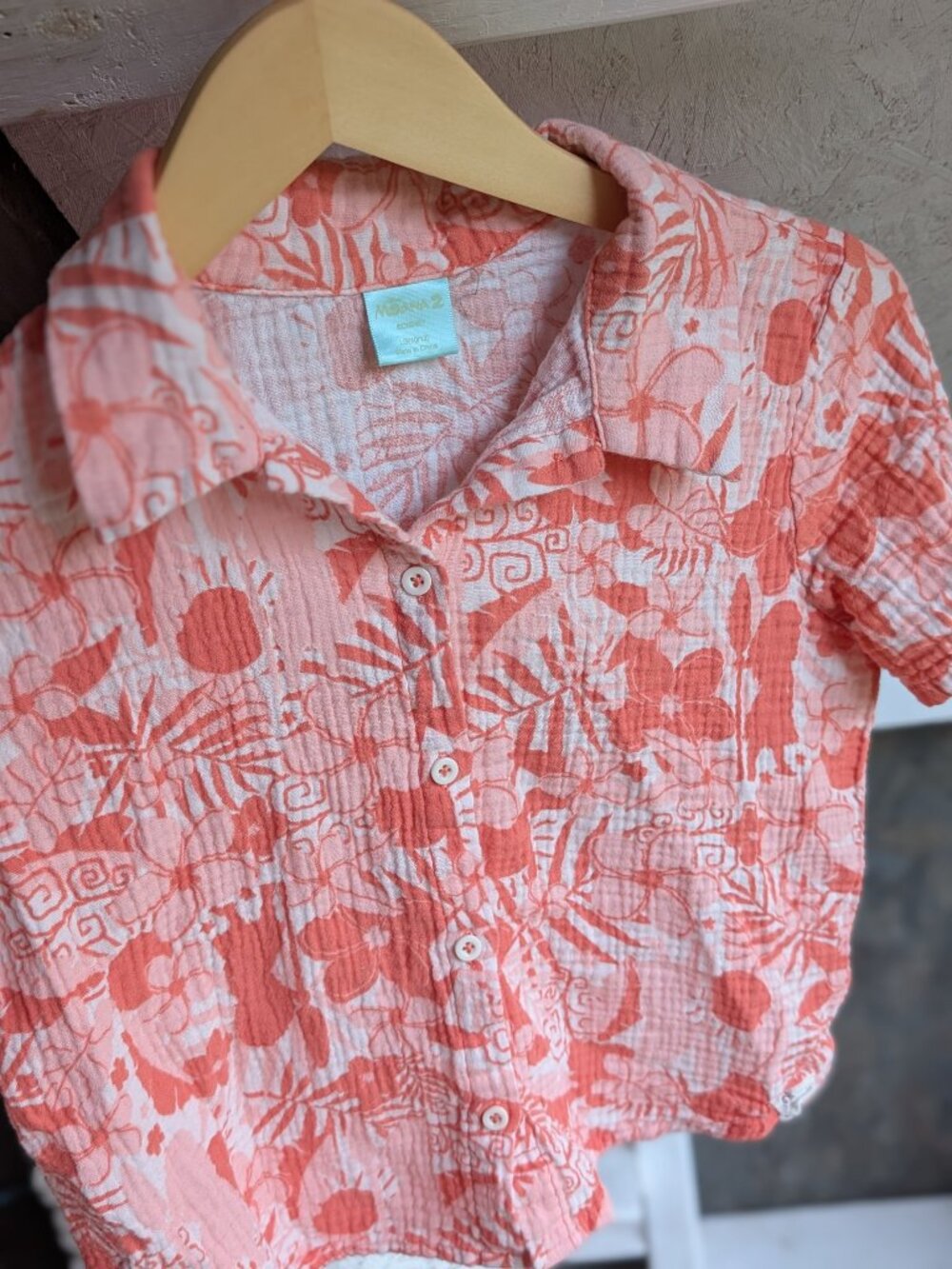 Disney Moana 2 Coral Pink Cotton Gauze Matching Tropical Island Set 10/12